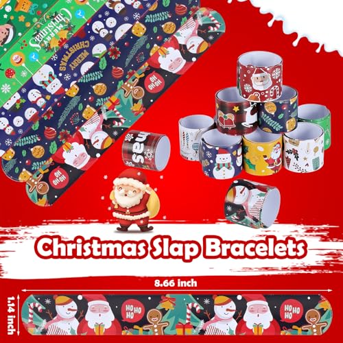 Genuvi Christmas Slap Bracelets for Kids 36 PCS Christmas Party Favors for Kids Supplies Bulk Xmas Snap Bracelets Stocking Stuffers Goodie Bag Stuffers Classrooom Prizes Toys Gifts for Students Girls Boys - Image 5