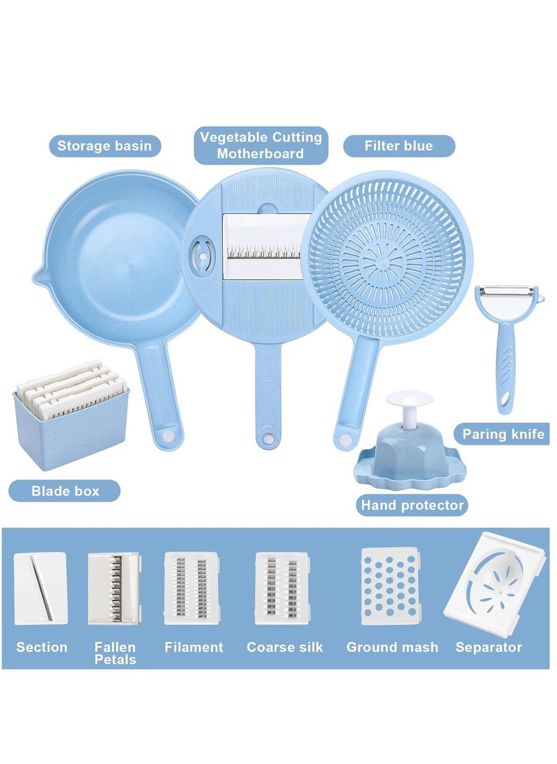 SYOSI - 14 in 1 Multi-function Vegetable Chopper Grater, Multifunction Veggie Cutter Food Slicer with Container for Kitchen - Image 1