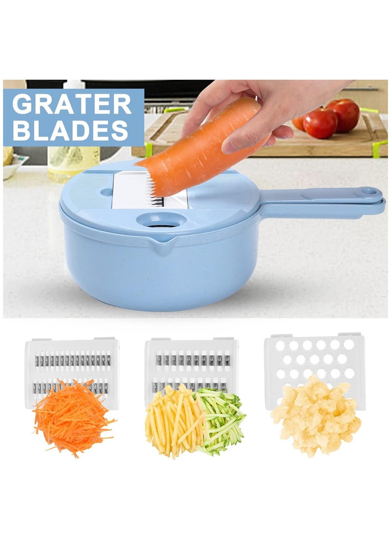 SYOSI - 14 in 1 Multi-function Vegetable Chopper Grater, Multifunction Veggie Cutter Food Slicer with Container for Kitchen - Image 1