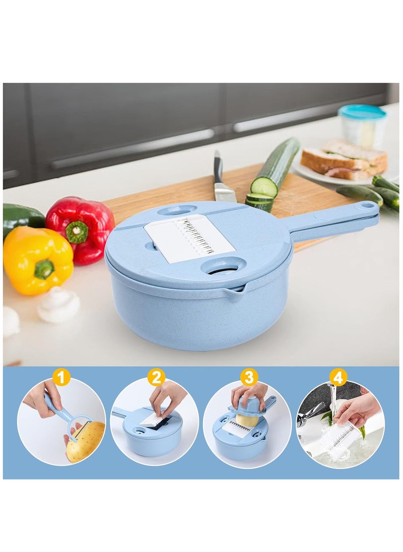 SYOSI - 14 in 1 Multi-function Vegetable Chopper Grater, Multifunction Veggie Cutter Food Slicer with Container for Kitchen - Image 1