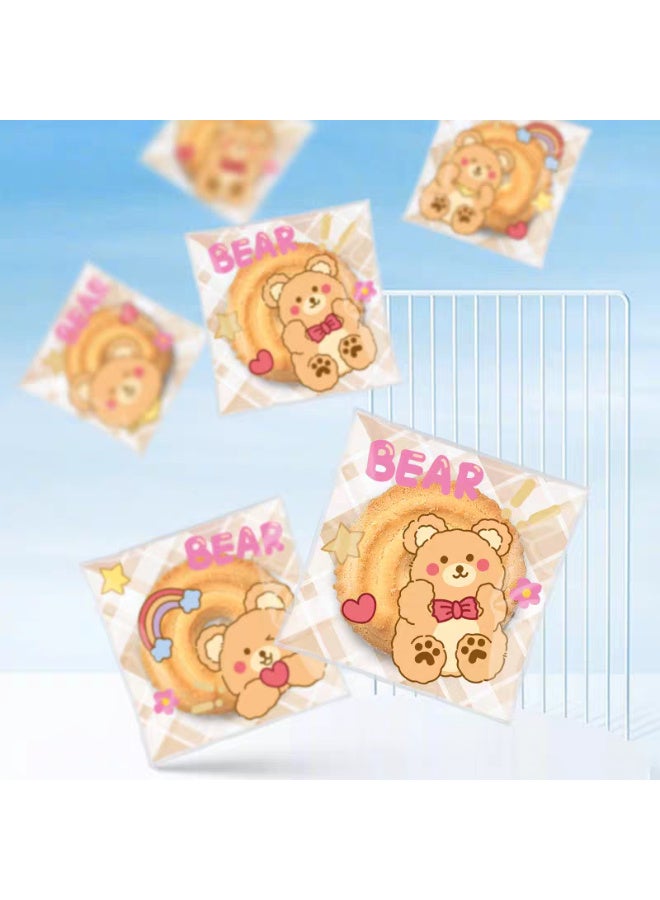 Kawkab 100 Self-Sealing Bear-Shaped Cookie Bags Resealable Cookie Snack Cellophane Bags Plastic Bags for Baking Cookies and Candies - Image 4