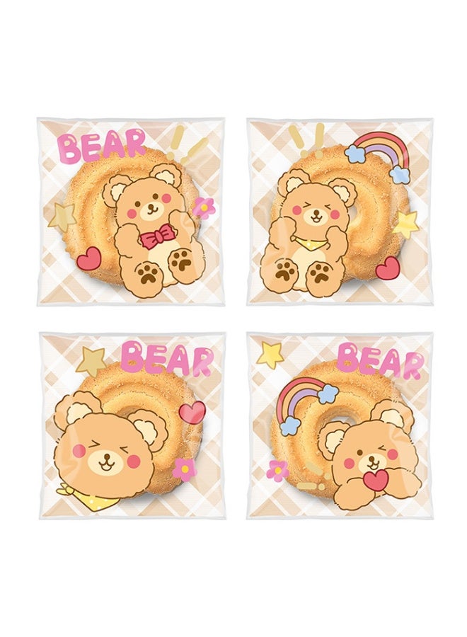 Kawkab 100 Self-Sealing Bear-Shaped Cookie Bags Resealable Cookie Snack Cellophane Bags Plastic Bags for Baking Cookies and Candies - Image 1