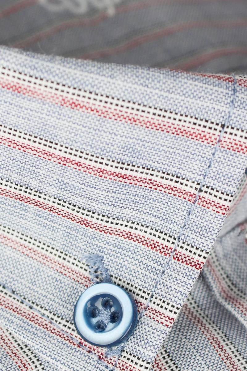 فاريتا Men's Antique Blue Checked Long Sleeve Classic Cut Collar Buttoned Shirt