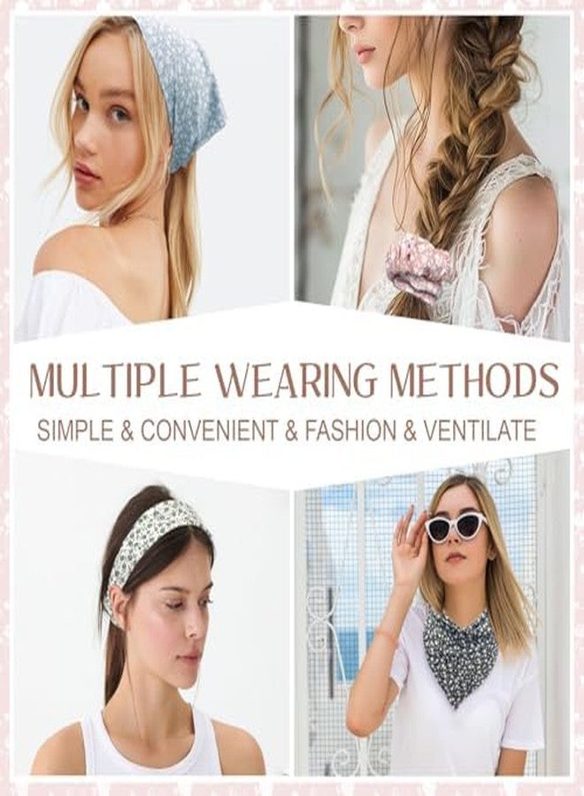 xinxingin 4 Pcs Head Scarf for Women, Bandanas for Women Daisy Print Set, Fashion Hair Accessories for Wear, Floral Bandana Scarf Collection - Image 5