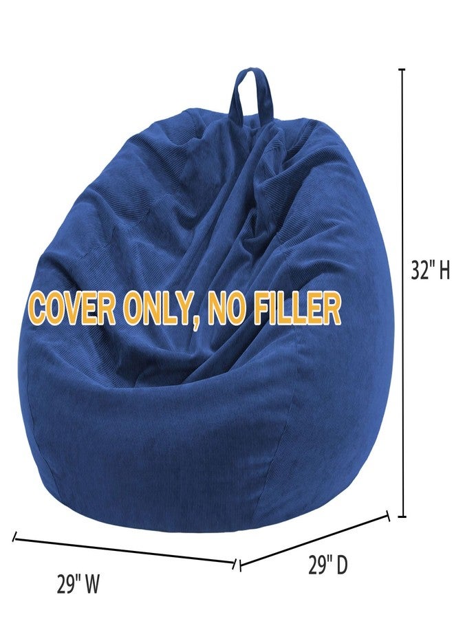 Nobildonna Bean Bag Chair Cover (No Filler) for Kids and Adults,Beanbag Stuffed Animal Storage Without Filling Plush Toys Holder and Organizer Soft Premium Corduroy 200L (Dark Blue) - Image 2