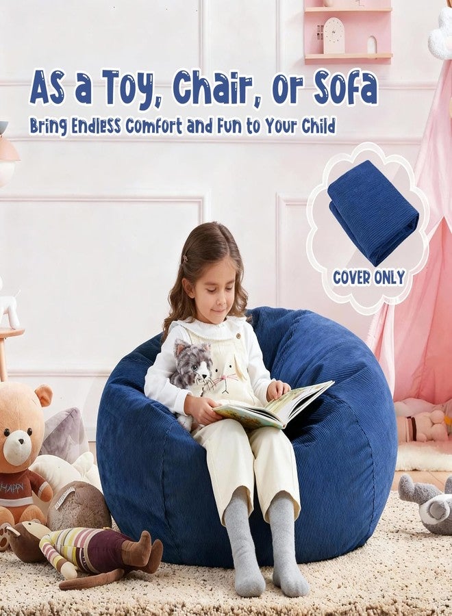 Nobildonna Bean Bag Chair Cover (No Filler) for Kids and Adults,Beanbag Stuffed Animal Storage Without Filling Plush Toys Holder and Organizer Soft Premium Corduroy 200L (Dark Blue) - Image 4