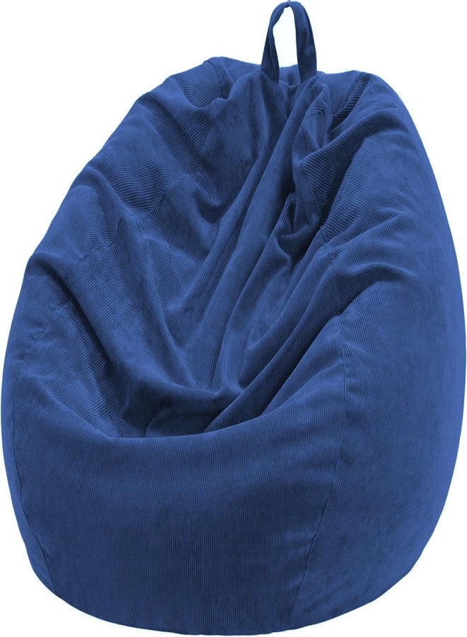 Nobildonna Bean Bag Chair Cover (No Filler) for Kids and Adults,Beanbag Stuffed Animal Storage Without Filling Plush Toys Holder and Organizer Soft Premium Corduroy 200L (Dark Blue) - Image 1