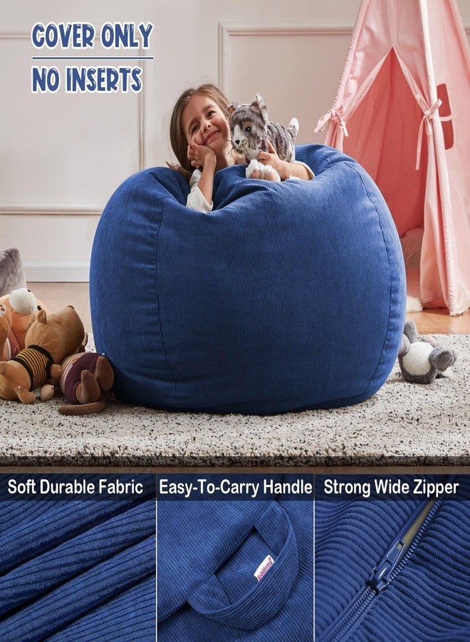 Nobildonna Bean Bag Chair Cover (No Filler) for Kids and Adults,Beanbag Stuffed Animal Storage Without Filling Plush Toys Holder and Organizer Soft Premium Corduroy 200L (Dark Blue) - Image 3