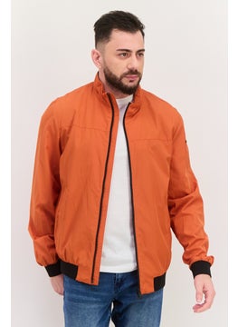 GEOX Men Brand Logo Windbreaker Jacket, Rust  - Image 1