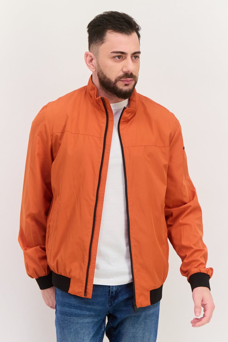 GEOX جاكيت واقي من الرياح للرجال بشعار العلامة التجارية، صدأ - Image 1