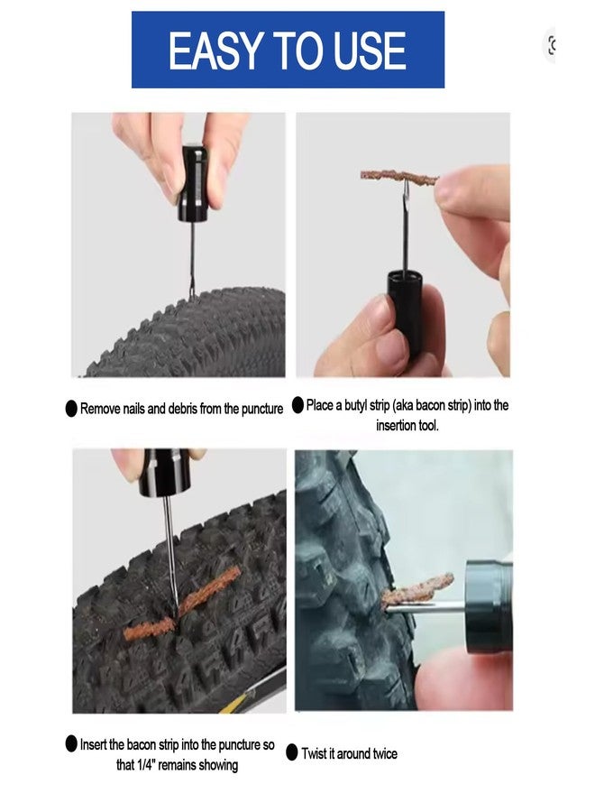 Ciomszan Tubeless Bike Tire Repair Kit for MTB & Road Bicycles - Quick Repair for Punctures & Flats, Includes Storage Canister, Plugger Tool & 15 Rubber Repair Strips, Essential Bicycle Tyre Repair Tool Set - Image 5