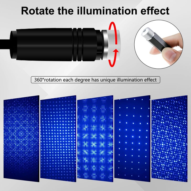 LEDCARE USB Star Projector Night Light, Portable Adjustable Romantic Interior Roof Lights Star Lamp Projector Decorations for Car, Ceiling, Bedroom (Violet Blue) - Image 3