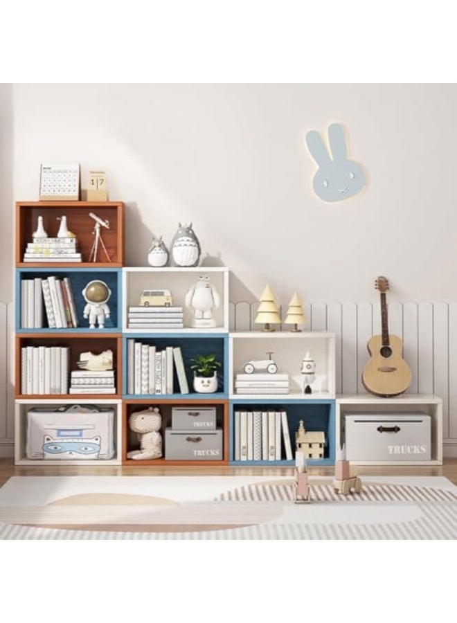 JOMILA 8 Cube Organizer Bookshelves DIY Variable Stackable Cube Storage Organizer for Kid Bedroom,Living Room,Small Bookshelf Black Brown Wooden - Image 2