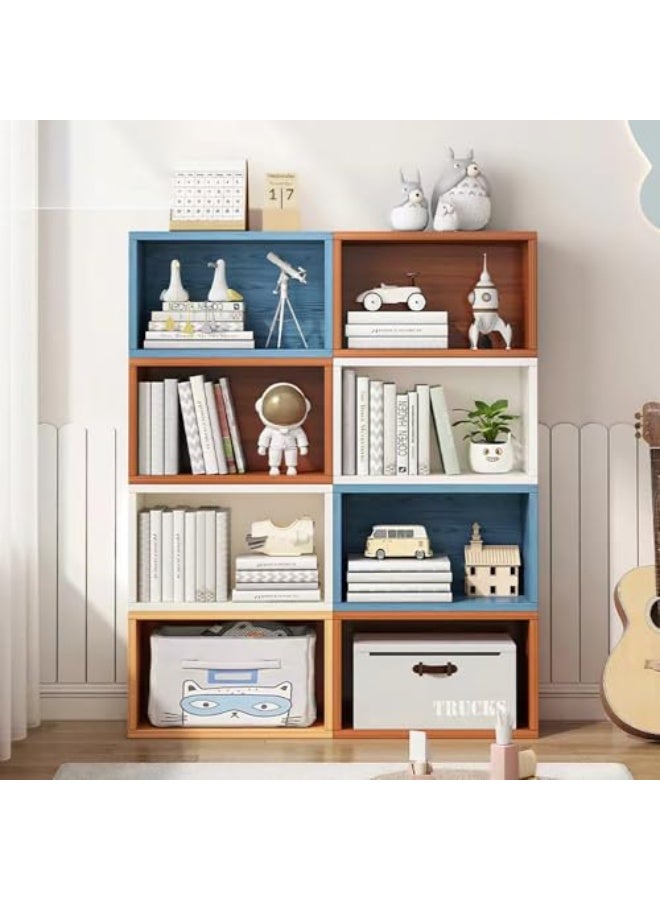 JOMILA 8 Cube Organizer Bookshelves DIY Variable Stackable Cube Storage Organizer for Kid Bedroom,Living Room,Small Bookshelf Black Brown Wooden - Image 1