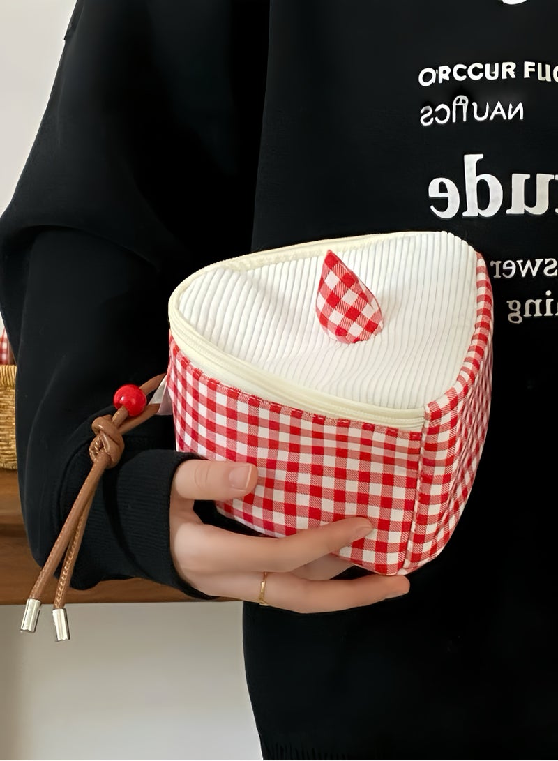 Paraphrase Cute Gingham Travel Makeup Bag – Large-Capacity Multi-Functional Storage Pouch with Unique Design - Image 1