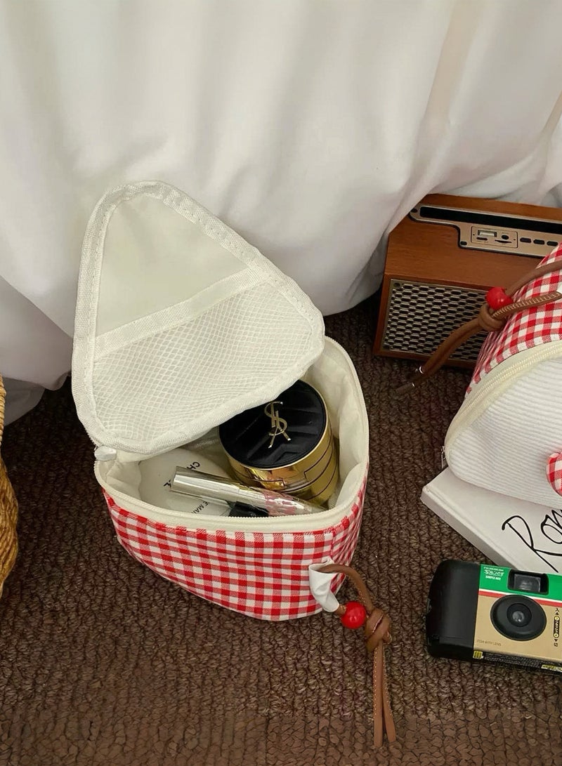 Paraphrase Cute Gingham Travel Makeup Bag – Large-Capacity Multi-Functional Storage Pouch with Unique Design - Image 3