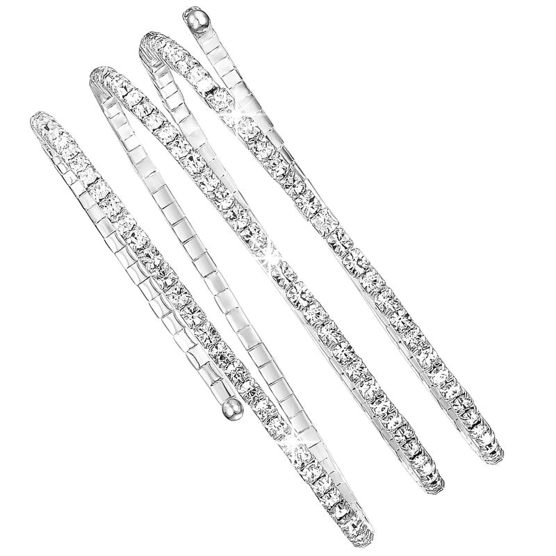 Jojomina Rhinestone Arm Cuff Jewelry for Women Multilayer Arm Bracelet Upper Arm Jewelry Crystal Silver Prom Bridal Bangle for Party Bride Wedding - Image 1