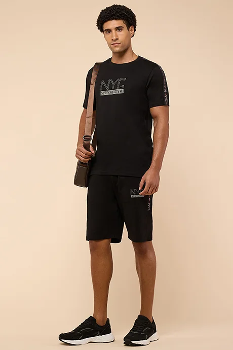 R&B Printed Shorts with Drawstring Waist