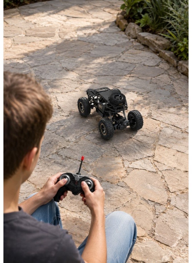 DAT RC Rock Crawler Off-Road Monster Truck with Remote Control, Rechargeable Battery & Roll Cage, 20CM, Black & Gold - Image 5