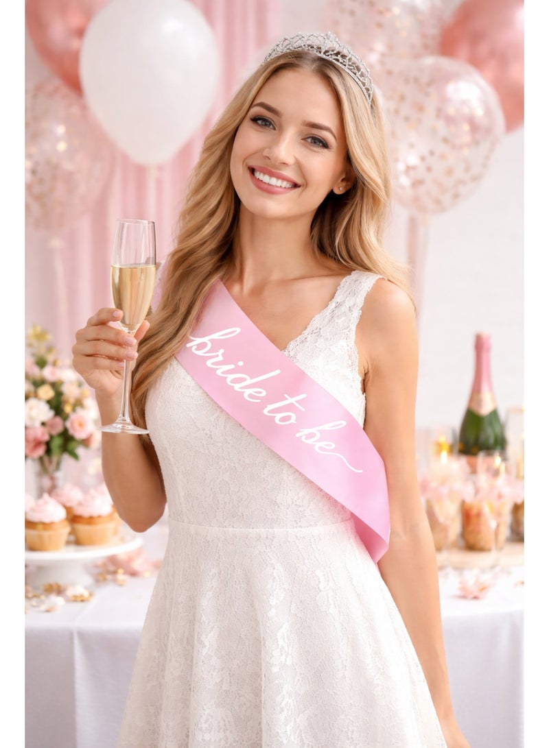 Mordely Bride to Be Sash for Women, Pink Satin Bridal Sash with White Script, Bachelorette Party Decorations, Bridal Shower Accessories for Bride, Engagement, Hen Party and Wedding Celebration - Image 2