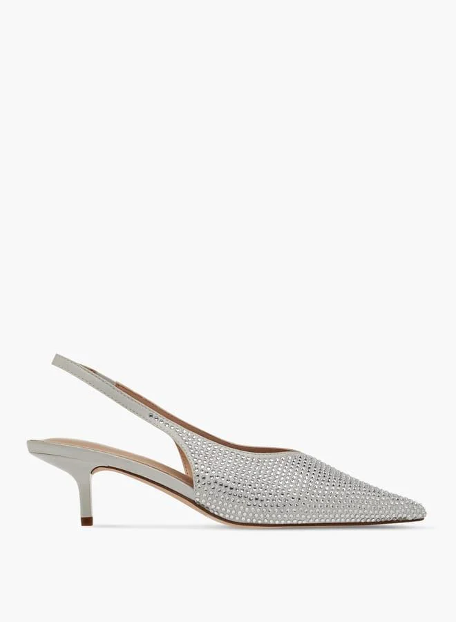 بابريكا حذاء نسائي بكعب صغير مدبب مزين بحزام خلفي سهل الارتداء