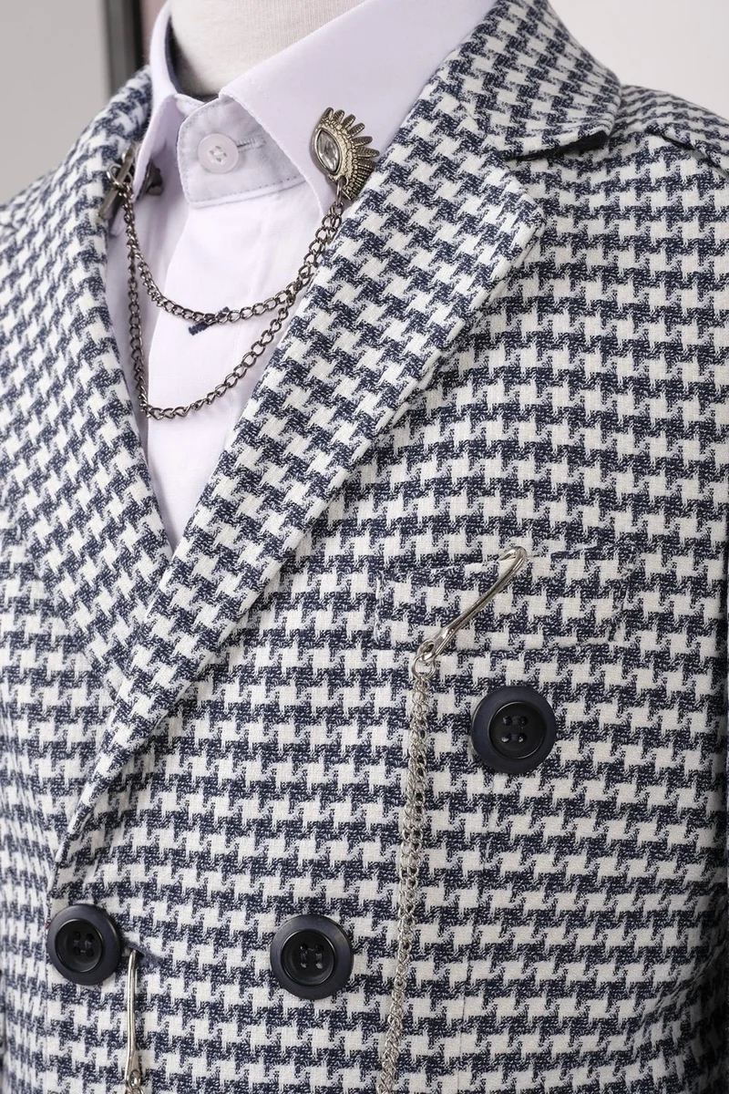 دكتور جونيور Boy Double Breasted Jacket Houndstooth Pattern