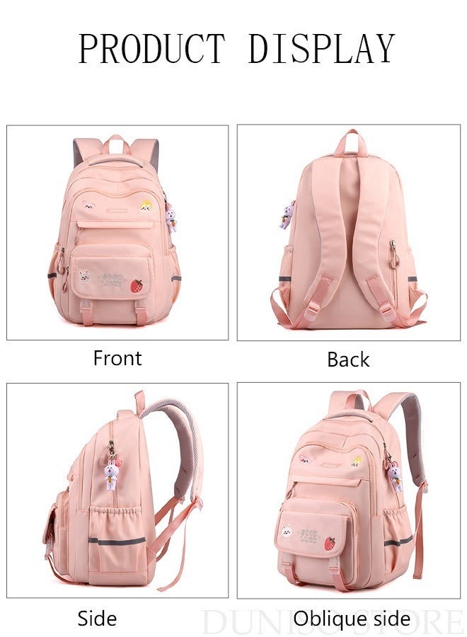 DUNISO Girl's School Backpack with Pencil Case Waterproof Book Bag with Compartments for Teen Girl Kid Students Elementary School Kids' School Bag With Large Capacity and Reflective strip - Image 5