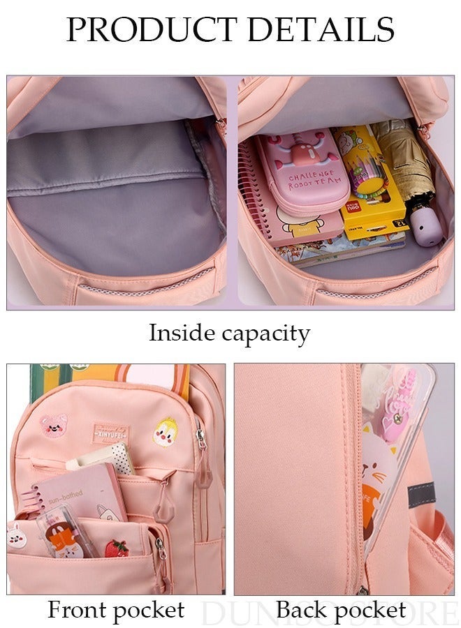 DUNISO Girl's School Backpack with Pencil Case Waterproof Book Bag with Compartments for Teen Girl Kid Students Elementary School Kids' School Bag With Large Capacity and Reflective strip - Image 3