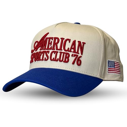 CITRUSY Vintage Sport Trucker Hat | Men & Women | Trendy Pickleball Golf Hats Men | American Country Western Cute Cowgirl Caps | Retro Baseball Cotton | Snapback (American Sports Club | Blue) - Image 1