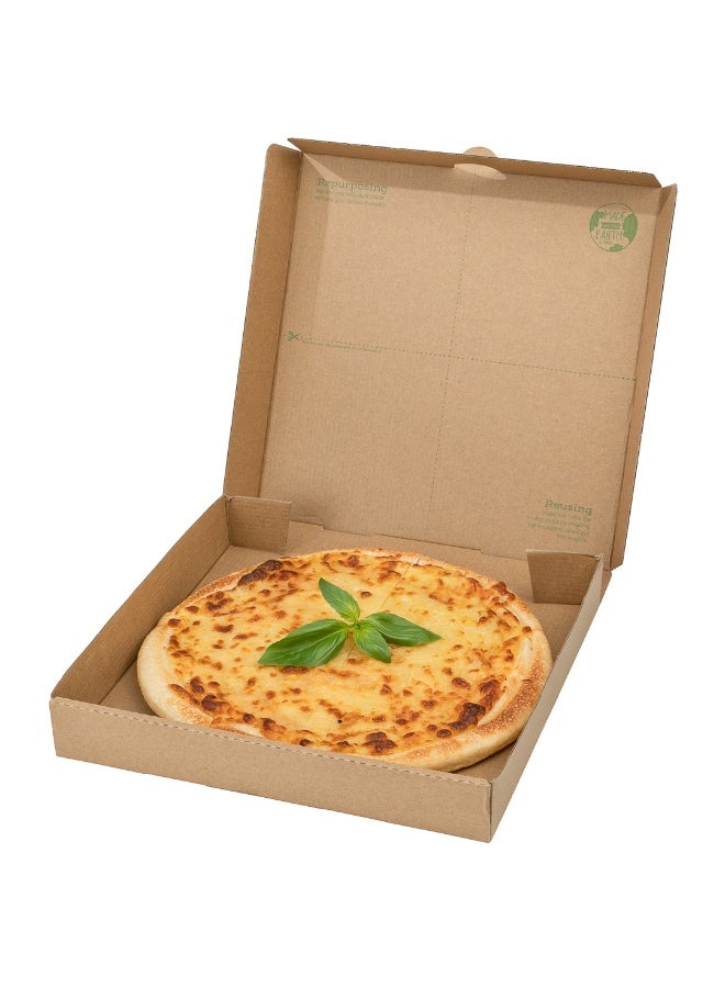 Restaurantware Eco Pie 10.6 x 10.6 x 1.7 Inch Pizza Boxes, 50 Corrugated Pizza Delivery Boxes - Repurpose As Plates, Sturdy, Kraft And Green Paper Take Out Boxes, Greaseproof, Disposable  - Image 2