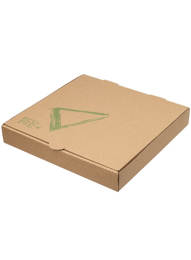 Restaurantware Eco Pie 10.6 x 10.6 x 1.7 Inch Pizza Boxes, 50 Corrugated Pizza Delivery Boxes - Repurpose As Plates, Sturdy, Kraft And Green Paper Take Out Boxes, Greaseproof, Disposable  - Image 1