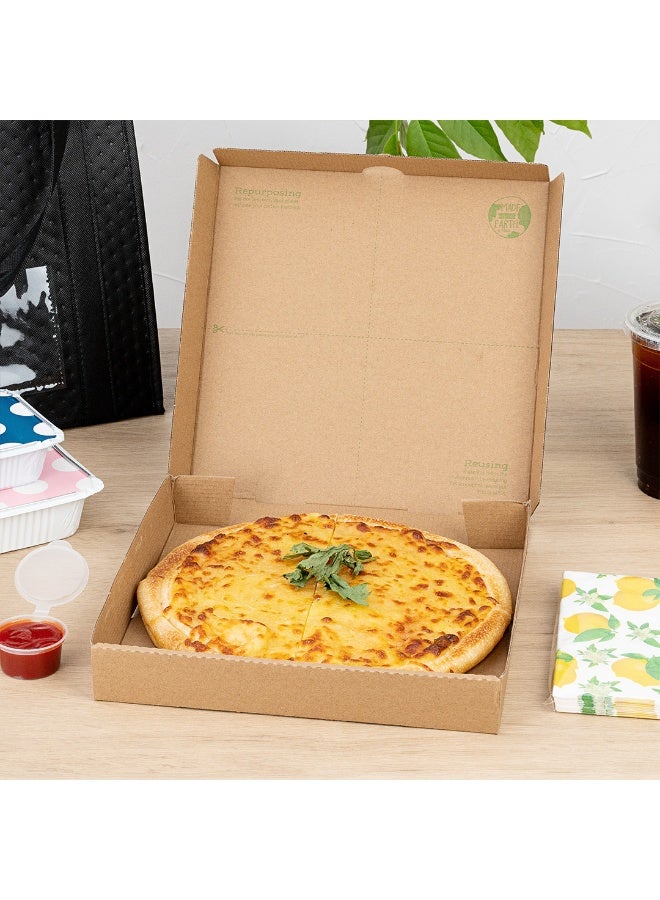 Restaurantware Eco Pie 10.6 x 10.6 x 1.7 Inch Pizza Boxes, 50 Corrugated Pizza Delivery Boxes - Repurpose As Plates, Sturdy, Kraft And Green Paper Take Out Boxes, Greaseproof, Disposable  - Image 3