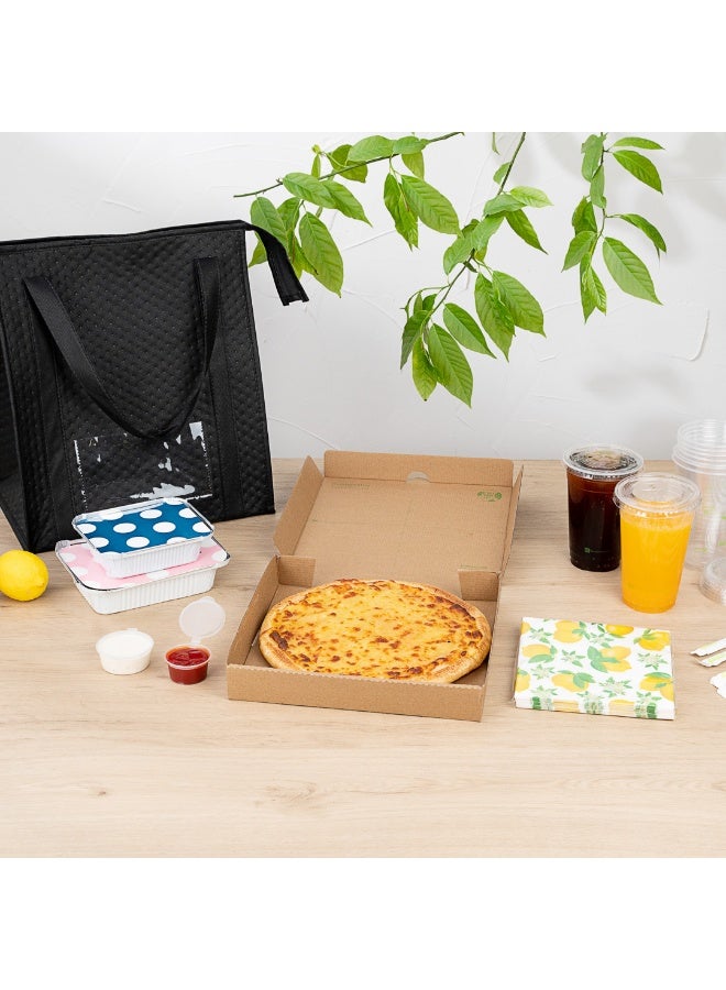 Restaurantware Eco Pie 10.6 x 10.6 x 1.7 Inch Pizza Boxes, 50 Corrugated Pizza Delivery Boxes - Repurpose As Plates, Sturdy, Kraft And Green Paper Take Out Boxes, Greaseproof, Disposable  - Image 4