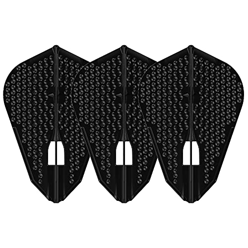 LSTYLE Dart Flights: L9d PRO Fantail - Dimple Texture - for Soft Tip and Steel Tip Darts - Black - Image 1