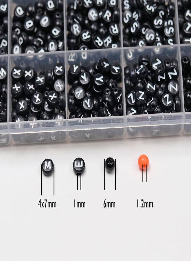 Melius Acrylic Letter Beads, 1450 Pcs Round Alphabet Beads in 28 Grid Box for Jewelry Making, DIY Friendship Bracelets, Necklaces, Key Chains (4x7mm, Black) - Image 3
