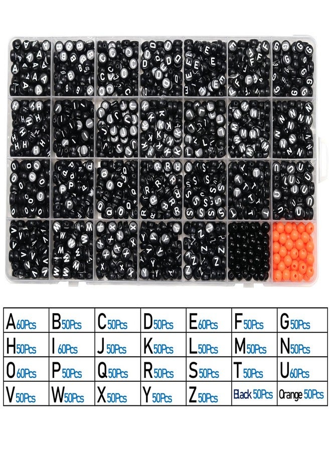 Melius Acrylic Letter Beads, 1450 Pcs Round Alphabet Beads in 28 Grid Box for Jewelry Making, DIY Friendship Bracelets, Necklaces, Key Chains (4x7mm, Black) - Image 2