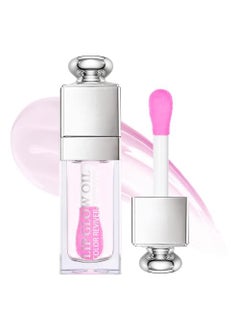 Gecomo Plumping Lip OilHydrating Gloss Tinted Lip Balm Transparent Lip CareBig Brush Head Glitter ShineLong Lasting Nourishing Nonsticky Fresh Textureand Dry Lips Care Products02 OZ002CLEAR TO PINK 