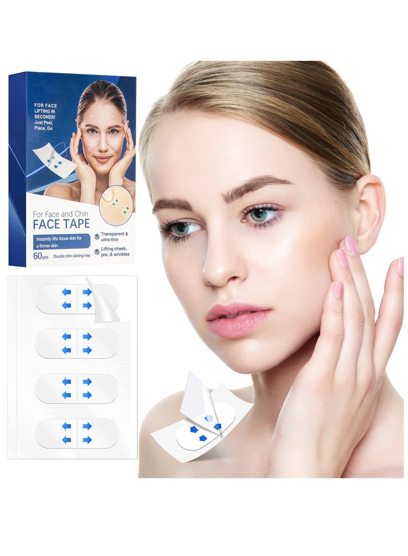 SYOSI 60PCS Face Lift Tape High Elasticity Wrinkle Patches Invisible Face Tapes for Lifting Eyes Double Chin Jowls Lifting Saggy Skin Waterproof Face Stickers Neck Eye Double Chin Lift V Shape - Image 1