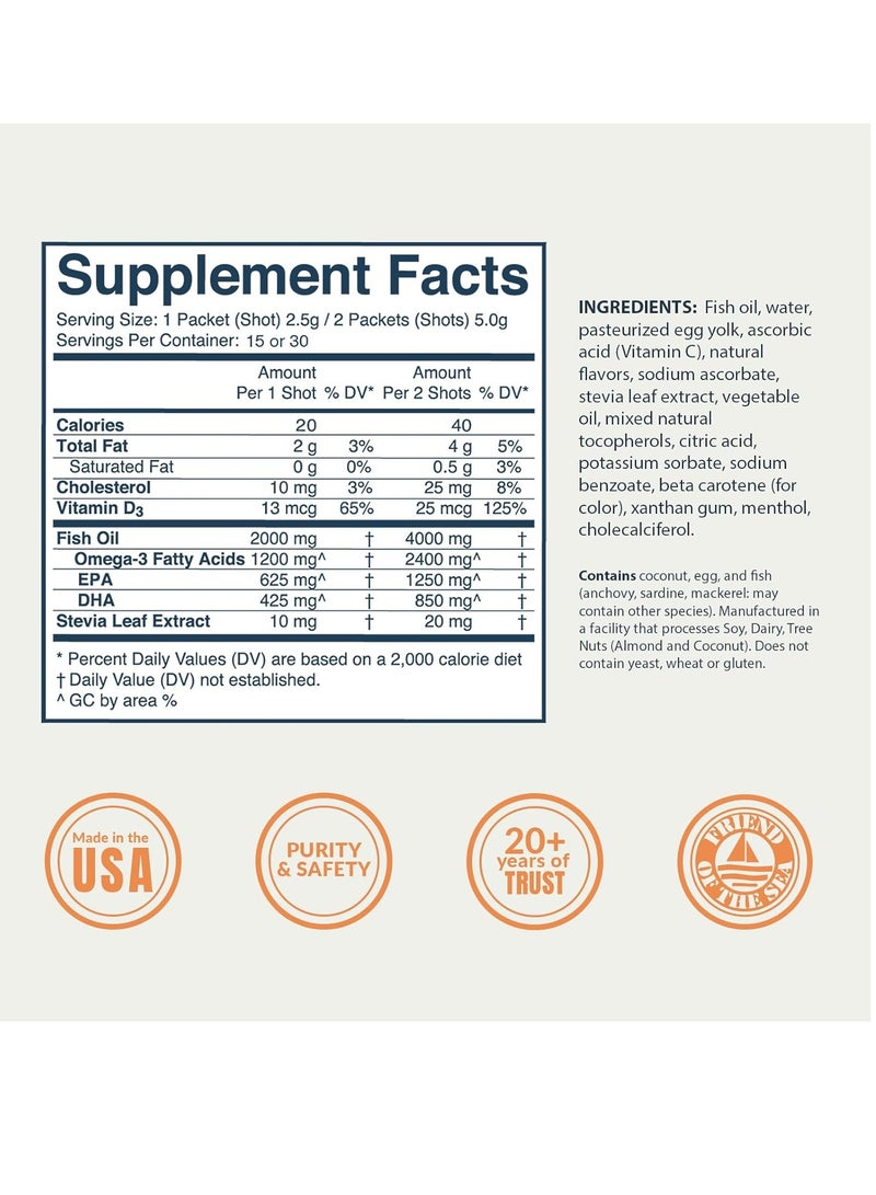 Coromega Omega-3 Fish Oil + Vitamin D Squeeze Packets Supports Brain & Heart Health 30 Servings, Coconut Bliss - Image 3