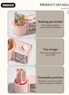 DUNISO Makeup Organizer, Large Capacity Skin Care Product Organizer with 2 Drawers, With Rotating Makeup Brush Holder Organizer, Bedroom Dresser Bathroom Vanity Countertop Cosmetic Organizer  - Image 3