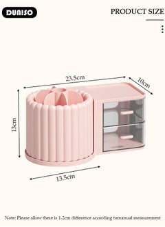 DUNISO Makeup Organizer, Large Capacity Skin Care Product Organizer with 2 Drawers, With Rotating Makeup Brush Holder Organizer, Bedroom Dresser Bathroom Vanity Countertop Cosmetic Organizer  - Image 4