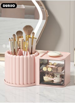 DUNISO Makeup Organizer, Large Capacity Skin Care Product Organizer with 2 Drawers, With Rotating Makeup Brush Holder Organizer, Bedroom Dresser Bathroom Vanity Countertop Cosmetic Organizer  - Image 5