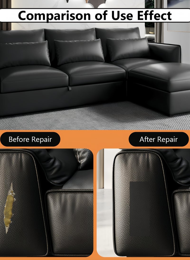 Generic 3-Piece Self-Adhesive Leather Repair Pieces, 2 Pieces of 7.87 x 11 Inch Leather Repair Tape, 1 Piece of Cut Pattern Repair Tape, Furniture Leather Repair Pieces, Sofa, Boat Seat, Furniture, Car Vinyl Leather Repair Kit (Black)  - Image 4