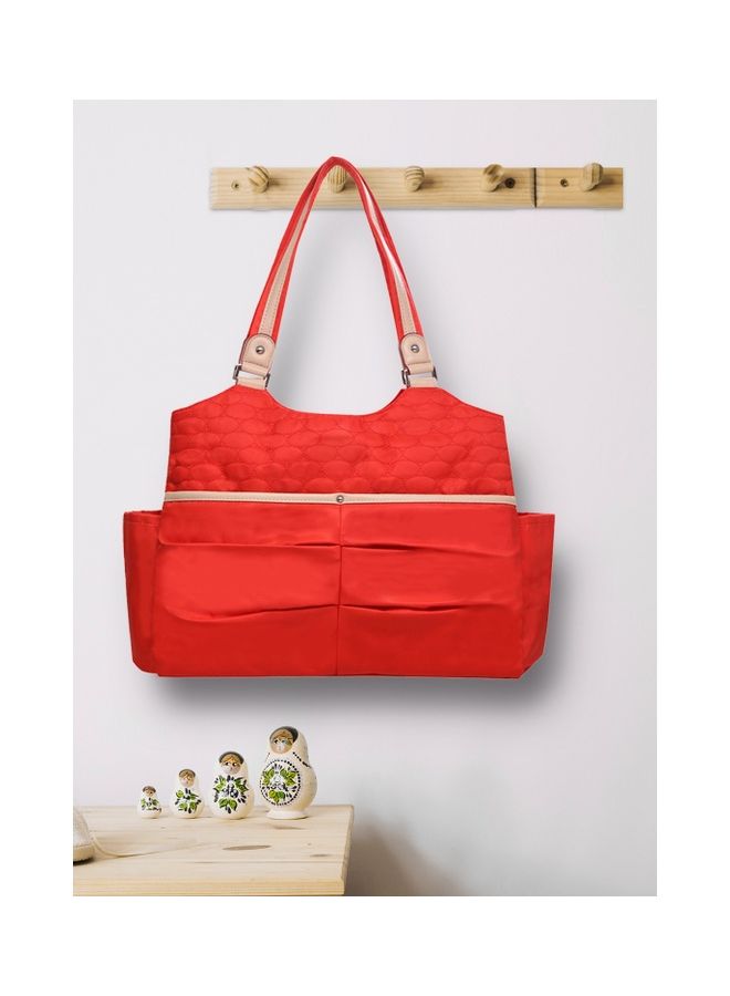 Sunveno Fashion Diaper Tote Bag With Zipped Pocket - Red - Image 2