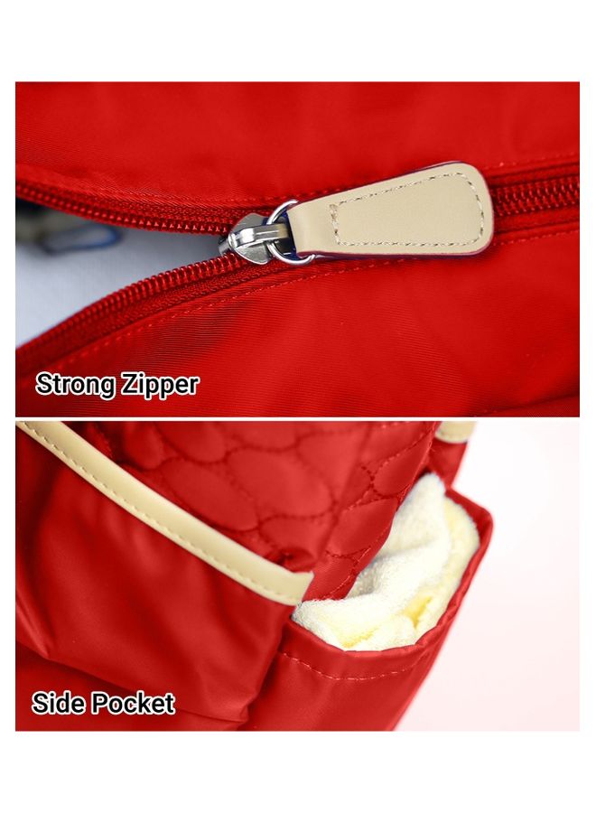 Sunveno Fashion Diaper Tote Bag With Zipped Pocket - Red - Image 5