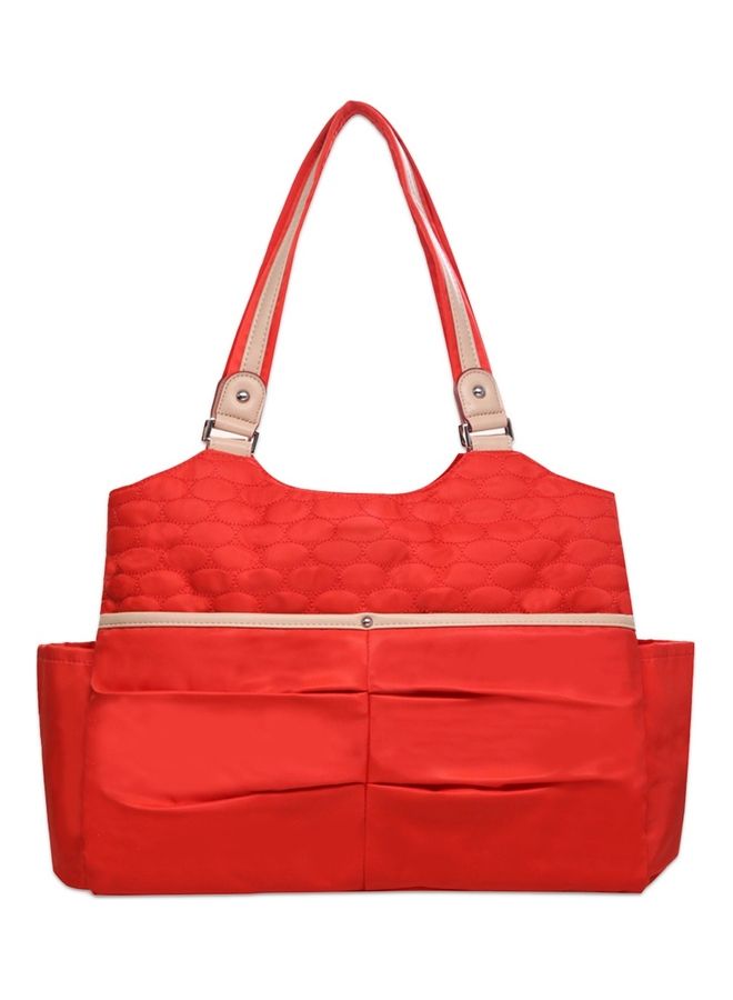 Sunveno Fashion Diaper Tote Bag With Zipped Pocket - Red - Image 1