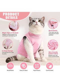 HY Cat Surgery Recovery Suit Kitten Onesie for Cats After Surgery Female Breathable Kitty Spay Suit for Abdominal Wound Skin Diseases E-Collar Alternative Wear(Pink,M)  - Image 3