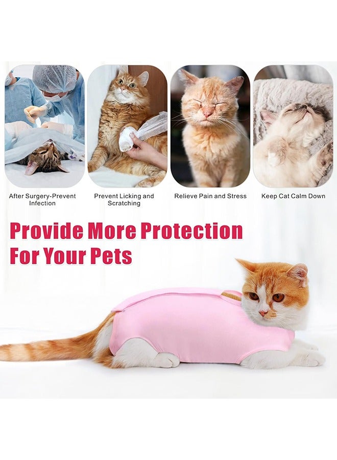 HY Cat Surgery Recovery Suit Kitten Onesie for Cats After Surgery Female Breathable Kitty Spay Suit for Abdominal Wound Skin Diseases E-Collar Alternative Wear(Pink,M) - Image 4