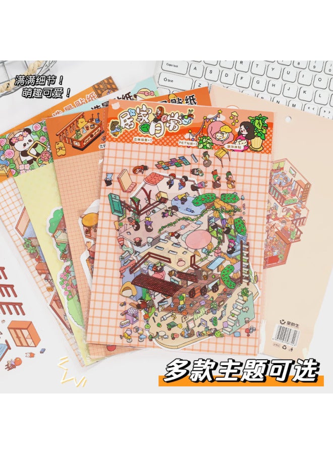 HELPS Cute Super Large 3d Stereo High Difficulty 3-layer Cartoon Scene Diy Decompression Hand Account Sticker - Image 4