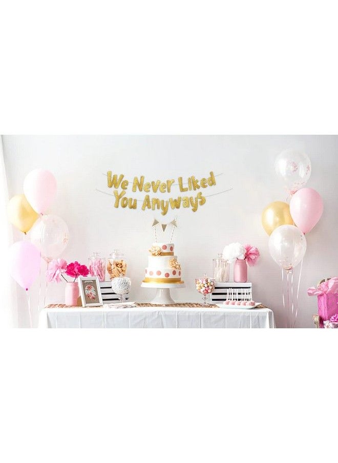 Sterling James Co. - We Never Liked You Anyways Going Away Party Gold Glitter Banner Funny Farewell Party Decorations We Will Miss You Retirement Party New Job Change Moving Party Supplies Ideas And Gifts - Image 1